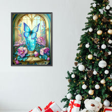 Load image into Gallery viewer, Blue Butterfly Crystal Cup 30*40CM Full Round Drill Diamond Painting
