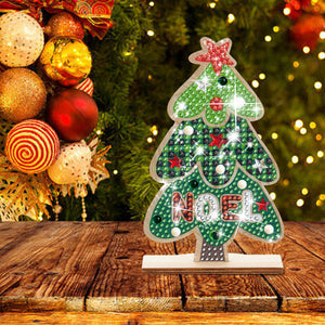 Christmas Wooden Diamond Art Tabletop Decorations for Office Decor (Xmas Tree)