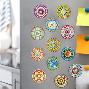 12PCS Diamond Painting Magnets Refrigerator for Adult Kid Fridge Car (Mandala)