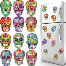 Load image into Gallery viewer, 12PCS Diamond Painting Magnets Refrigerator for Adults Kids Fridge Car (Skull)
