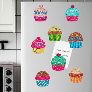 8PCS Diamond Painting Magnets Refrigerator for Adults Kids Fridge (Dessert Cake)