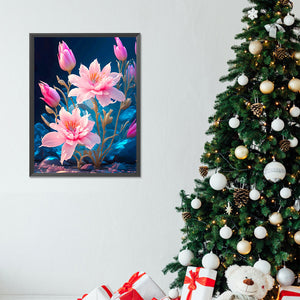 Pink Flowers - Full Round Drill Diamond Painting 30*40CM