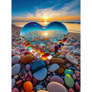 Dream Beach Love Stone - Full Round Drill Diamond Painting 30*40CM