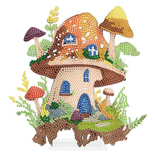 Load image into Gallery viewer, Mushroom House Round Diamond Painting Tabletop Ornaments for Office Decor (#1)
