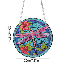 Load image into Gallery viewer, Acrylic Round Single-Sided Diamond Art Hanging Pendant 20x20cm (Dragonfly #1)
