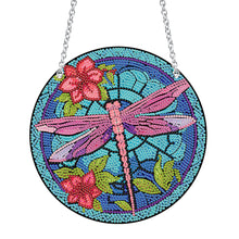 Load image into Gallery viewer, Acrylic Round Single-Sided Diamond Art Hanging Pendant 20x20cm (Dragonfly #1)
