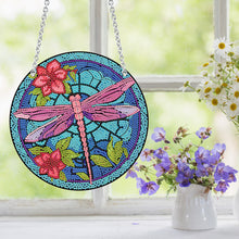 Load image into Gallery viewer, Acrylic Round Single-Sided Diamond Art Hanging Pendant 20x20cm (Dragonfly #1)
