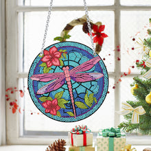 Load image into Gallery viewer, Acrylic Round Single-Sided Diamond Art Hanging Pendant 20x20cm (Dragonfly #1)
