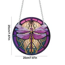 Load image into Gallery viewer, Acrylic Round Single-Sided Diamond Art Hanging Pendant 20x20cm (Dragonfly #2)
