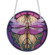 Load image into Gallery viewer, Acrylic Round Single-Sided Diamond Art Hanging Pendant 20x20cm (Dragonfly #2)
