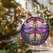 Load image into Gallery viewer, Acrylic Round Single-Sided Diamond Art Hanging Pendant 20x20cm (Dragonfly #2)
