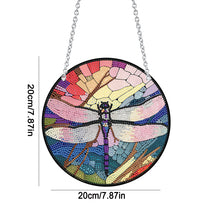 Load image into Gallery viewer, Acrylic Round Single-Sided Diamond Art Hanging Pendant 20x20cm (Dragonfly #3)
