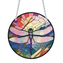 Load image into Gallery viewer, Acrylic Round Single-Sided Diamond Art Hanging Pendant 20x20cm (Dragonfly #3)
