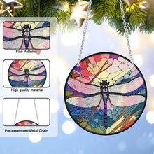 Load image into Gallery viewer, Acrylic Round Single-Sided Diamond Art Hanging Pendant 20x20cm (Dragonfly #3)
