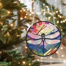 Load image into Gallery viewer, Acrylic Round Single-Sided Diamond Art Hanging Pendant 20x20cm (Dragonfly #3)
