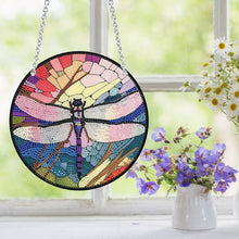 Load image into Gallery viewer, Acrylic Round Single-Sided Diamond Art Hanging Pendant 20x20cm (Dragonfly #3)
