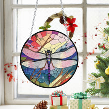 Load image into Gallery viewer, Acrylic Round Single-Sided Diamond Art Hanging Pendant 20x20cm (Dragonfly #3)
