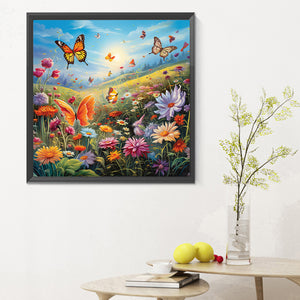 Garden Flowers Butterflies - Full Round Drill Diamond Painting 30*30CM