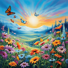 Load image into Gallery viewer, Garden Flowers Butterflies - Full Round Drill Diamond Painting 30*30CM
