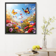 Load image into Gallery viewer, Garden Flowers Butterflies - Full Round Drill Diamond Painting 30*30CM
