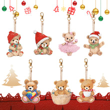 Load image into Gallery viewer, 7PCS Double Sided Special Shape Diamond Painting Art Keychain Pendant (Bear)
