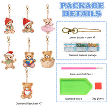 Load image into Gallery viewer, 7PCS Double Sided Special Shape Diamond Painting Art Keychain Pendant (Bear)
