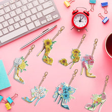 Load image into Gallery viewer, 7PCS Double Sided Special Shape Diamond Painting Keychain Pendant (High Heels)
