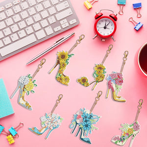 7PCS Double Sided Special Shape Diamond Painting Keychain Pendant (High Heels)