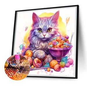 Candy Cat - Full Round Drill Diamond Painting 30*30CM