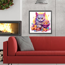 Load image into Gallery viewer, Candy Cat - Full Round Drill Diamond Painting 30*30CM
