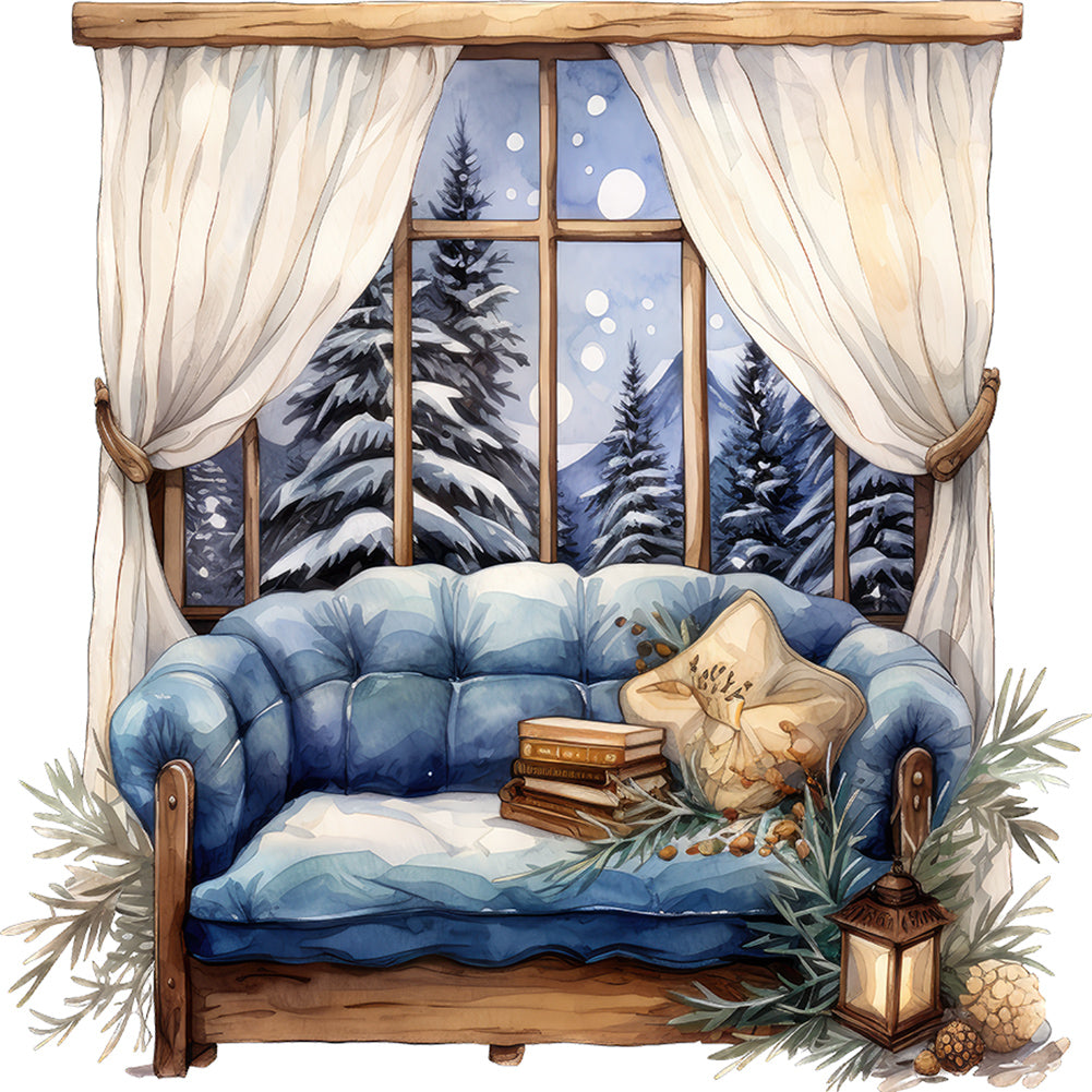 Winter Window - Full Round Drill Diamond Painting 30*30CM