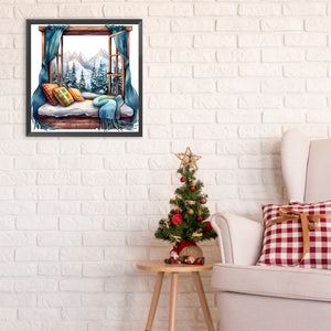 Winter Window - Full Round Drill Diamond Painting 30*30CM