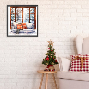 Winter Window - Full Round Drill Diamond Painting 30*30CM