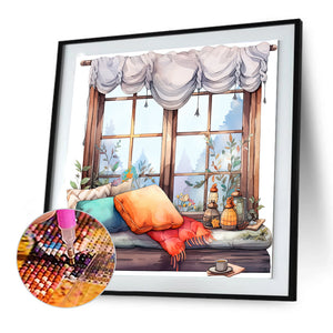 Winter Window - Full Round Drill Diamond Painting 30*30CM