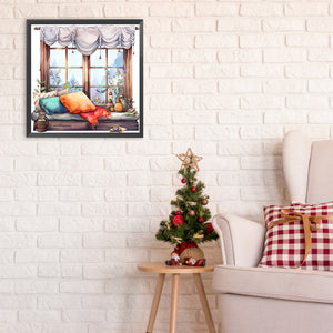 Winter Window - Full Round Drill Diamond Painting 30*30CM