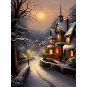 Winter Village - Full Round Drill Diamond Painting 30*40CM