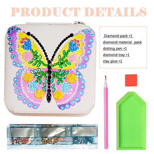 Butterfly PU Leather Special Shaped Diamond Painting Jewelry Organizer (White)