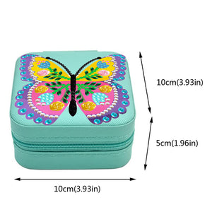 Butterfly PU Leather Special Shaped Diamond Painting Jewelry Organizer (Green)