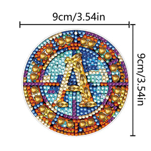A-Z 26 Letters Double Sided Special Shape Diamond Painting Keychain Pendant (A)