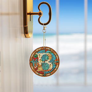 A-Z 26 Letters Double Sided Special Shape Diamond Painting Keychain Pendant (B)