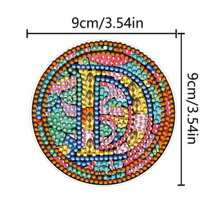 A-Z 26 Letters Double Sided Special Shape Diamond Painting Keychain Pendant (D)