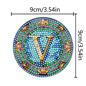 A-Z 26 Letters Double Sided Special Shape Diamond Painting Keychain Pendant (V)