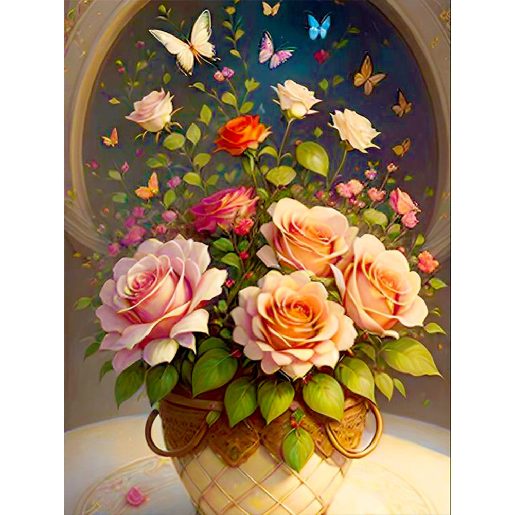 Bouquet In Vase - Full Round Drill Diamond Painting 30*40CM