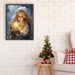 Snowman Child In The Snow 30*40CM(Canvas) Full Round Drill Diamond Painting