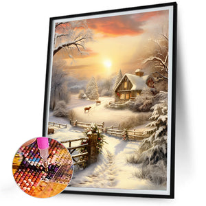 Winter Exterior 30*40CM(Canvas) Full Round Drill Diamond Painting