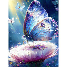 Load image into Gallery viewer, Butterfly On Flower 30*40CM(Canvas) Full Round Drill Diamond Painting
