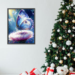 Butterfly On Flower 30*40CM(Canvas) Full Round Drill Diamond Painting