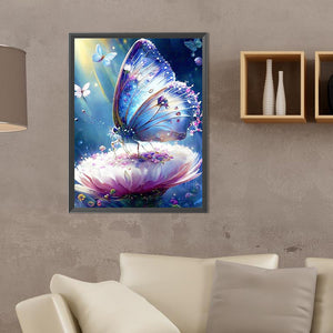Butterfly On Flower 30*40CM(Canvas) Full Round Drill Diamond Painting