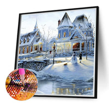 Load image into Gallery viewer, Winter Snowman Castle 40X40CM(Canvas) Full Round Drill Diamond Painting
