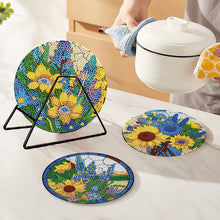 Load image into Gallery viewer, 4PCS Wooden Diamond Painted Placemats for Dining Table Decor(Lavender Sunflower)
